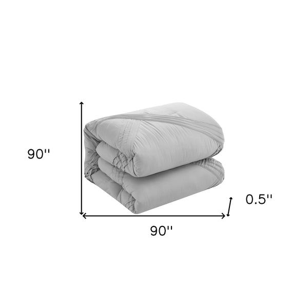 Homeroots Gray Queen Polyester 140 Thread Count Washable Down Comforter Set Grey,Full,Queen Polyester 528976