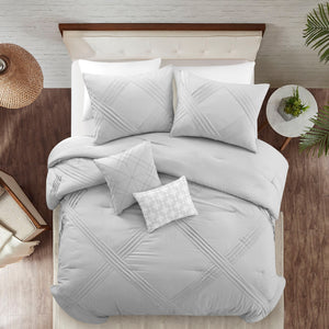 Homeroots Gray Queen Polyester 140 Thread Count Washable Down Comforter Set Grey,Full,Queen Polyester 528976