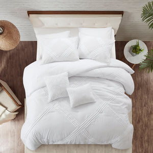 Homeroots White King Polyester 140 Thread Count Washable Down Comforter Set White,King,California King Polyester 528977