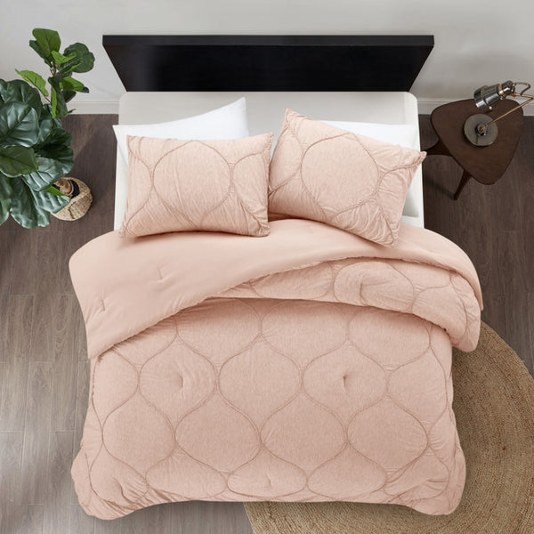 HomeRoots Blush Comforter Set - Luxurious Down Filled Polyester for Year-Round Warmth and Easy Care Blush, King/California King King/California King 528979