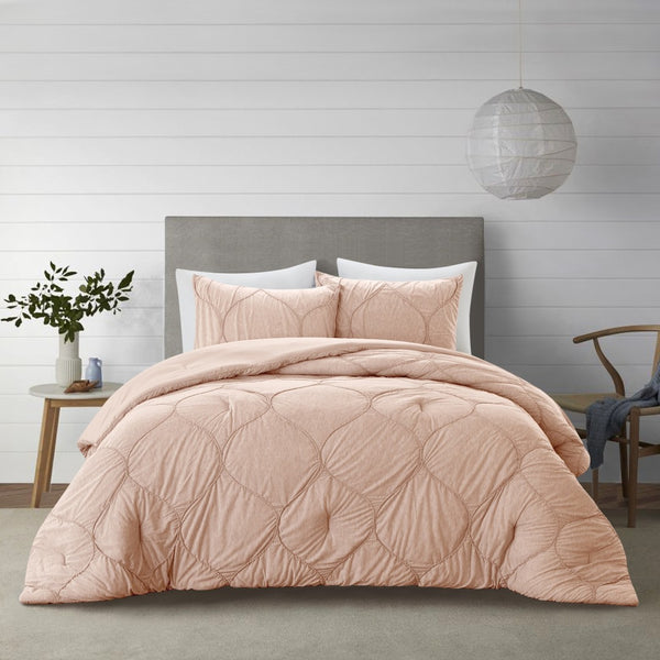 HomeRoots Blush Comforter Set - Luxurious Down Filled Polyester for Year-Round Warmth and Easy Care Blush, Full/Queen Full/Queen 528980