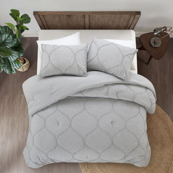 HomeRoots Blush Comforter Set - Luxurious Down Filled Polyester for Year-Round Warmth and Easy Care Grey, Full/Queen Full/Queen 528983