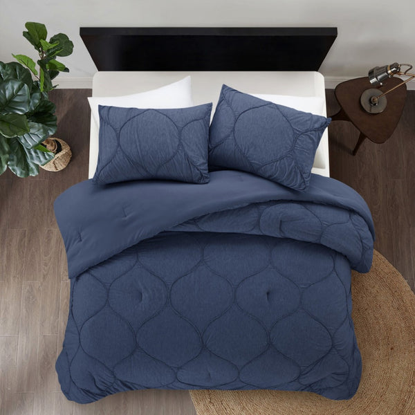 HomeRoots Blush Comforter Set - Luxurious Down Filled Polyester for Year-Round Warmth and Easy Care Navy, King/California King King/California King 528985