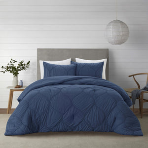 HomeRoots Blush Comforter Set - Luxurious Down Filled Polyester for Year-Round Warmth and Easy Care Navy, Full/Queen Full/Queen 528986
