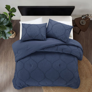 HomeRoots Blush Comforter Set - Luxurious Down Filled Polyester for Year-Round Warmth and Easy Care Navy, Full/Queen Full/Queen 528986