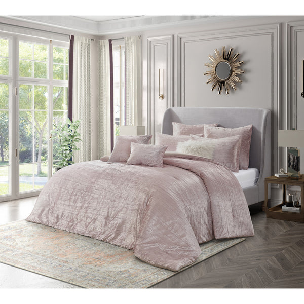 Homeroots Blush King Polyester 180 Thread Count Washable Down Comforter Set Blush,King,California King Velvet 528991