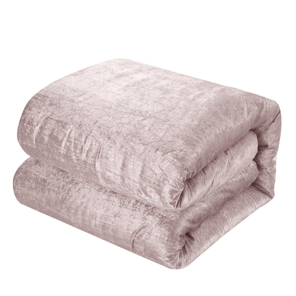 Homeroots Blush King Polyester 180 Thread Count Washable Down Comforter Set Blush,King,California King Velvet 528991