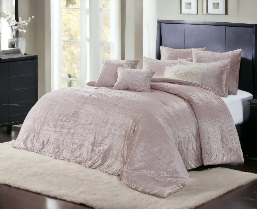 HomeRoots Blush Luxurious Down Comforter Set - Cloud-Like Comfort, Year-Round Warmth & Elegant Design Blush, Full/Queen Full/Queen 528992