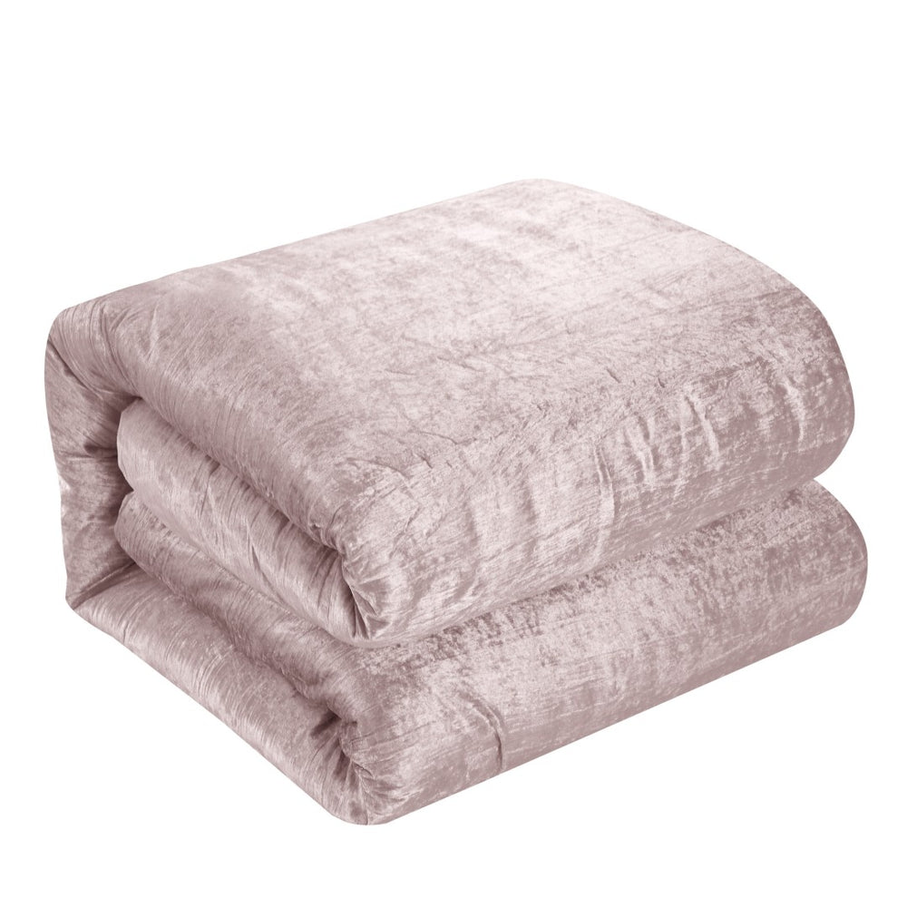HomeRoots Blush Luxurious Down Comforter Set - Cloud-Like Comfort, Year-Round Warmth & Elegant Design Blush, Full/Queen Full/Queen 528992