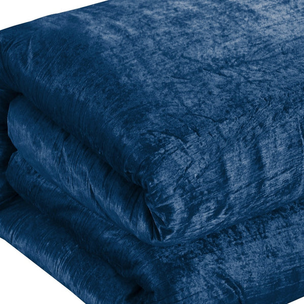 Homeroots Navy Blue King Polyester 220 Thread Count Washable Down Comforter Set Navy,King,California King Velvet 528993