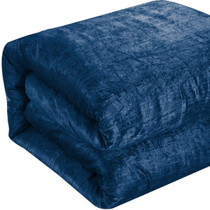Homeroots Navy Blue King Polyester 220 Thread Count Washable Down Comforter Set Navy,King,California King Velvet 528993