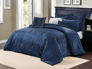 Homeroots Navy Blue Queen Polyester 180 Thread Count Washable Down Comforter Set Navy,Full,Queen Velvet 528994