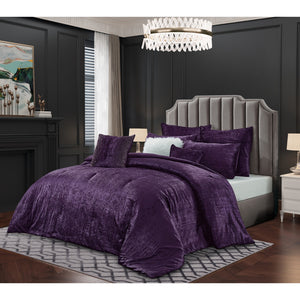 Homeroots Purple Queen Polyester 220 Thread Count Washable Down Comforter Set Purple,Full,Queen Velvet 528996