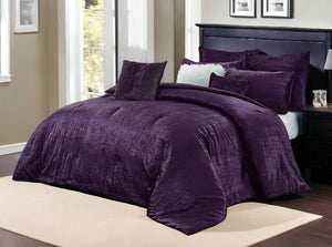 Homeroots Purple Queen Polyester 220 Thread Count Washable Down Comforter Set Purple,Full,Queen Velvet 528996