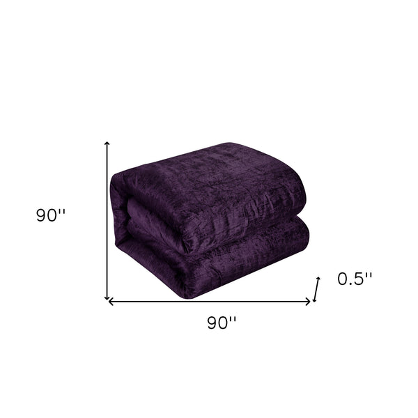 Homeroots Purple Queen Polyester 220 Thread Count Washable Down Comforter Set Purple,Full,Queen Velvet 528996