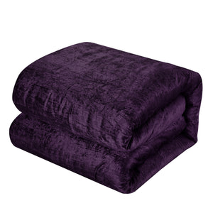 Homeroots Purple Queen Polyester 220 Thread Count Washable Down Comforter Set Purple,Full,Queen Velvet 528996