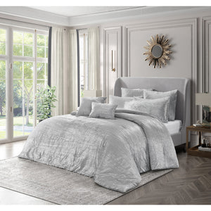Homeroots Silver Queen Polyester 220 Thread Count Washable Down Comforter Set Silver,Full,Queen Velvet 528998