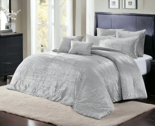 Homeroots Silver Queen Polyester 220 Thread Count Washable Down Comforter Set Silver,Full,Queen Velvet 528998