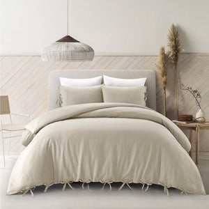 HomeRoots Beige Luxurious Linen Duvet Cover Set - Breathable Comfort, Easy Care & Stylish Modern Design Beige, King/California King King/California King 528999