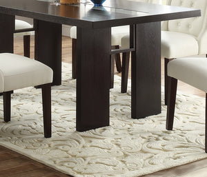 English Elm Contemporary Rectangular Dining Table Set 7pc with 18" Expandable Leaf, Faux Leather Chairs, Warm Finish Espresso+White 40 L x 22 W x 18 H B011S01098