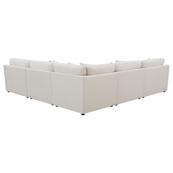 English Elm Greeley Six Piece Modular Sectional with Ottoman Feather Blend Cushions Track Arms B062S01555