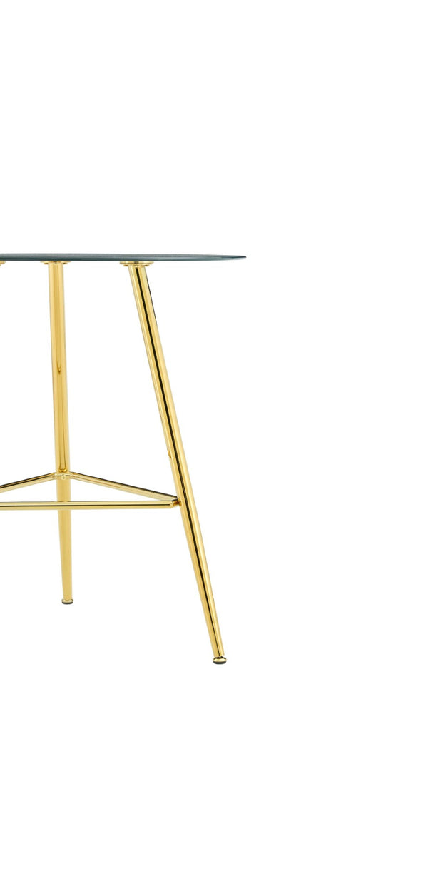 English Elm 36 Inch Round Glass Top Bar Table Chrome Tripod Base Modern Bistro Pub Style W3493P452050