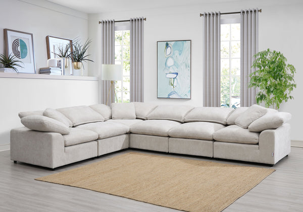 English Elm Naveen Ivory Linen 6-Piece Modular Sectional Sofa - Versatile Comfort For Stylish Living Spaces B2726S00419