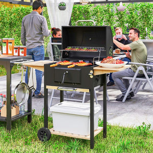 English Elm Outsunny Barrel Charcoal Bbq Grill with 245 Sq in Cooking Area and Adjustable Heat W2225P485633