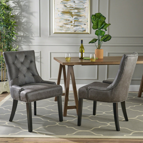 English Elm Christopher Knight Home® - Cheney Dining Chair Set Of 2 - Stylish Slate Microfiber For Modern Comfort & Timeless Elegance 54181.00MFSLAT