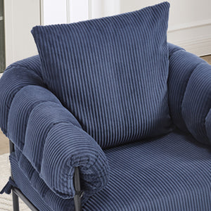 English Elm TS Modern decorative chair with plush teddy fleece upholstery and gold metal legs for luxe comfort and style Dark Blue W2311P308068