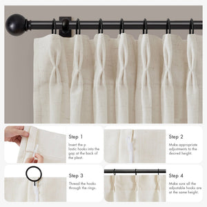 English Elm 2-piece Pinch Pleat Poly Linen Curtain Panels Tailored Formal Drape for Any Room Ivory B035P482983