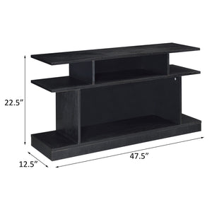 English Elm Black 2-shelf Sofa Table with Spacious Top and Open Storage Shelves, Contemporary Black Console B062P186477