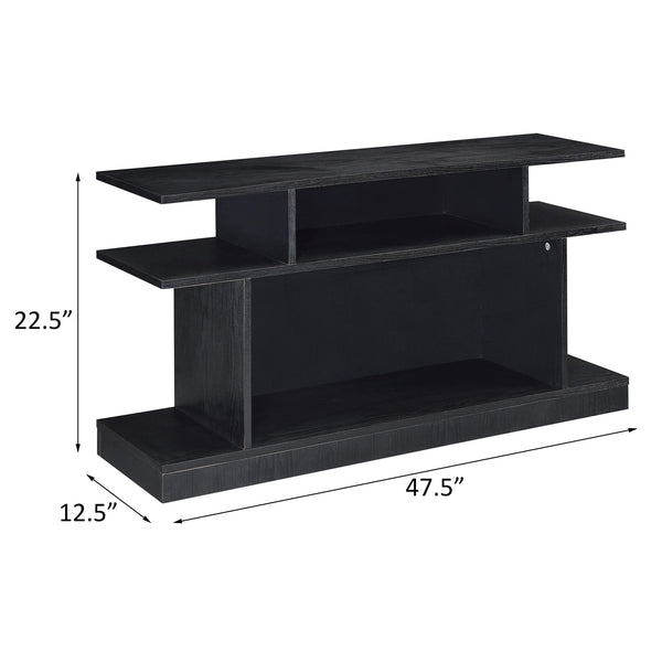 English Elm Black 2-shelf Sofa Table with Spacious Top and Open Storage Shelves, Contemporary Black Console B062P186477