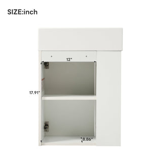 English Elm 18.5 Modern Floating Bathroom Vanity with Resin Sink, Wood Grain Triamine Finish, Soft-Close Doors, Side Storage N729P285506K