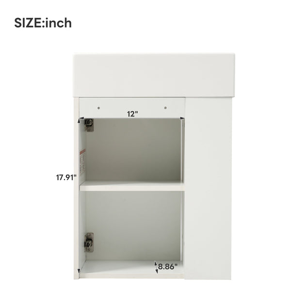 English Elm 18.5 Modern Floating Bathroom Vanity with Resin Sink, Wood Grain Triamine Finish, Soft-Close Doors, Side Storage N729P285506K