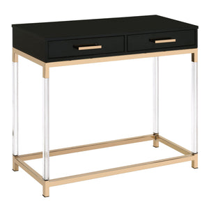 English Elm Black Black High Gloss and Gold Console Table with Acrylic Legs, 2 Drawers, Floating Modern Entryway Accent B062P185721