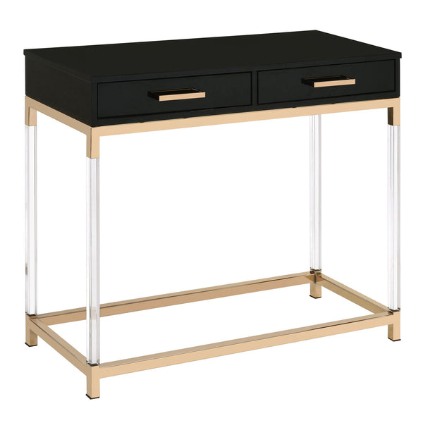 English Elm Black Black High Gloss and Gold Console Table with Acrylic Legs, 2 Drawers, Floating Modern Entryway Accent B062P185721