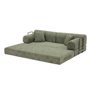 English Elm Convertible Bouclé Floor Sofa Bed Loveseat Daybed for Studio Living Room Green W5532P458419