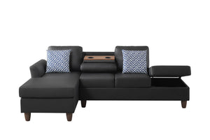 English Elm Hidden Compartment Modular Sectional with Pull Out Drawer and Coordinated Accent Pillows B2730S00065