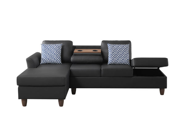 English Elm Hidden Compartment Modular Sectional with Pull Out Drawer and Coordinated Accent Pillows B2730S00065