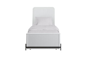English Elm Full Solid Wood Full Ov Twin Trundle Bed White with Reeded Birch Veneer Fronts Casual Transitional Design B2699S00060