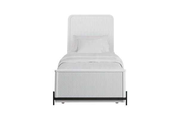 English Elm Full Solid Wood Full Ov Twin Trundle Bed White with Reeded Birch Veneer Fronts Casual Transitional Design B2699S00060