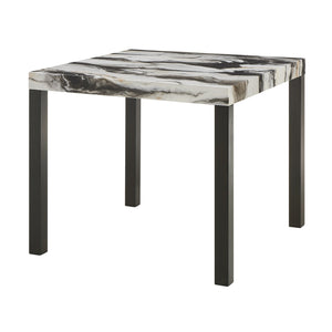 English Elm 1pc Counter Height Dining Table with Faux Marble Top, Sleek Black Legs, Modern Chic 45" Square B011P374534
