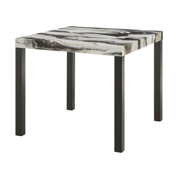 English Elm 1pc Counter Height Dining Table with Faux Marble Top, Sleek Black Legs, Modern Chic 45" Square B011P374534