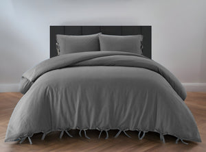 HomeRoots Beige Luxurious Linen Duvet Cover Set - Breathable Comfort, Easy Care & Stylish Modern Design Dark Grey, King/California King King/California King 529001