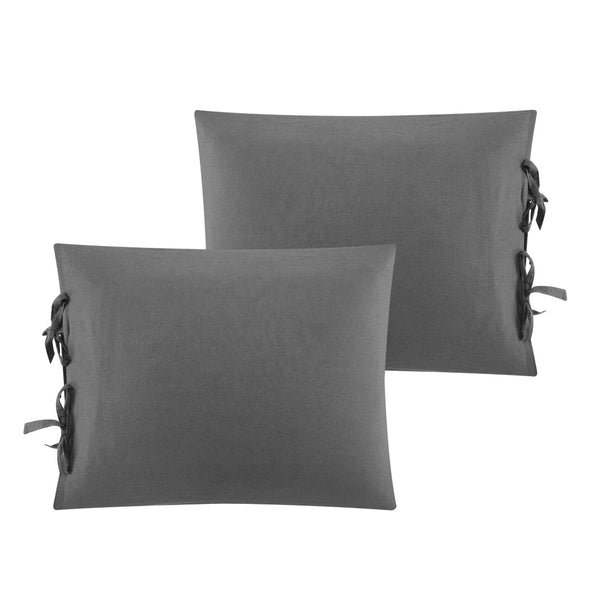 HomeRoots Beige Luxurious Linen Duvet Cover Set - Breathable Comfort, Easy Care & Stylish Modern Design Dark Grey, King/California King King/California King 529001