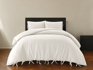 HomeRoots Beige Luxurious Linen Duvet Cover Set - Breathable Comfort, Easy Care & Stylish Modern Design Ivory, King/California King King/California King 529003