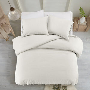 HomeRoots Beige Luxurious Linen Duvet Cover Set - Breathable Comfort, Easy Care & Stylish Modern Design Ivory, King/California King King/California King 529003