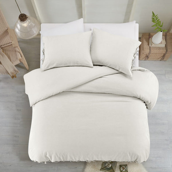HomeRoots Beige Luxurious Linen Duvet Cover Set - Breathable Comfort, Easy Care & Stylish Modern Design Ivory, King/California King King/California King 529003