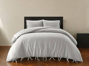 HomeRoots Beige Luxurious Linen Duvet Cover Set - Breathable Comfort, Easy Care & Stylish Modern Design Light Grey, Full/Queen Full/Queen 529006